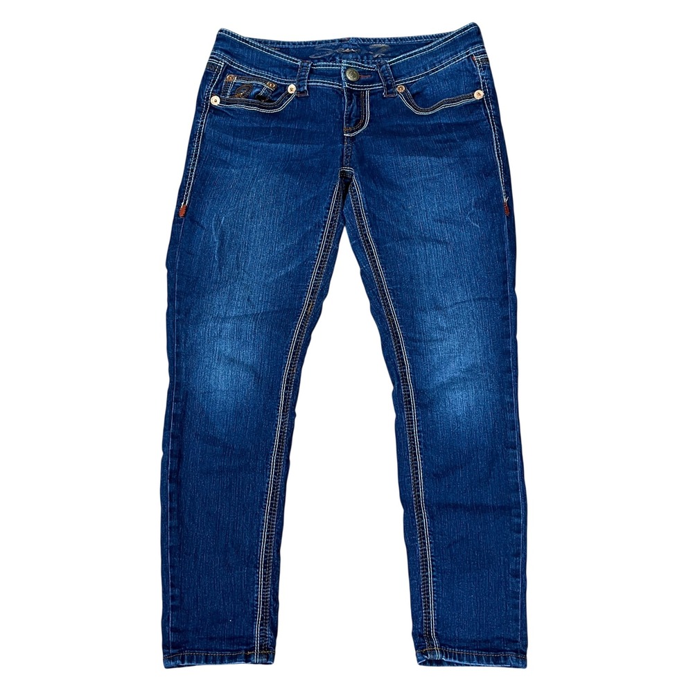 Seven7‎ Women's Skinny Jeans Sz 8 Dark Wash Y2K Classic Denim Contrast Stitching